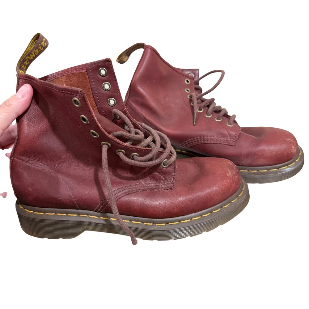 Dr. Martens 1460 Oxblood Burgundy Leather 8 Eye Lace Up Boots Mens 7 Women 8 - Picture 3 of 10